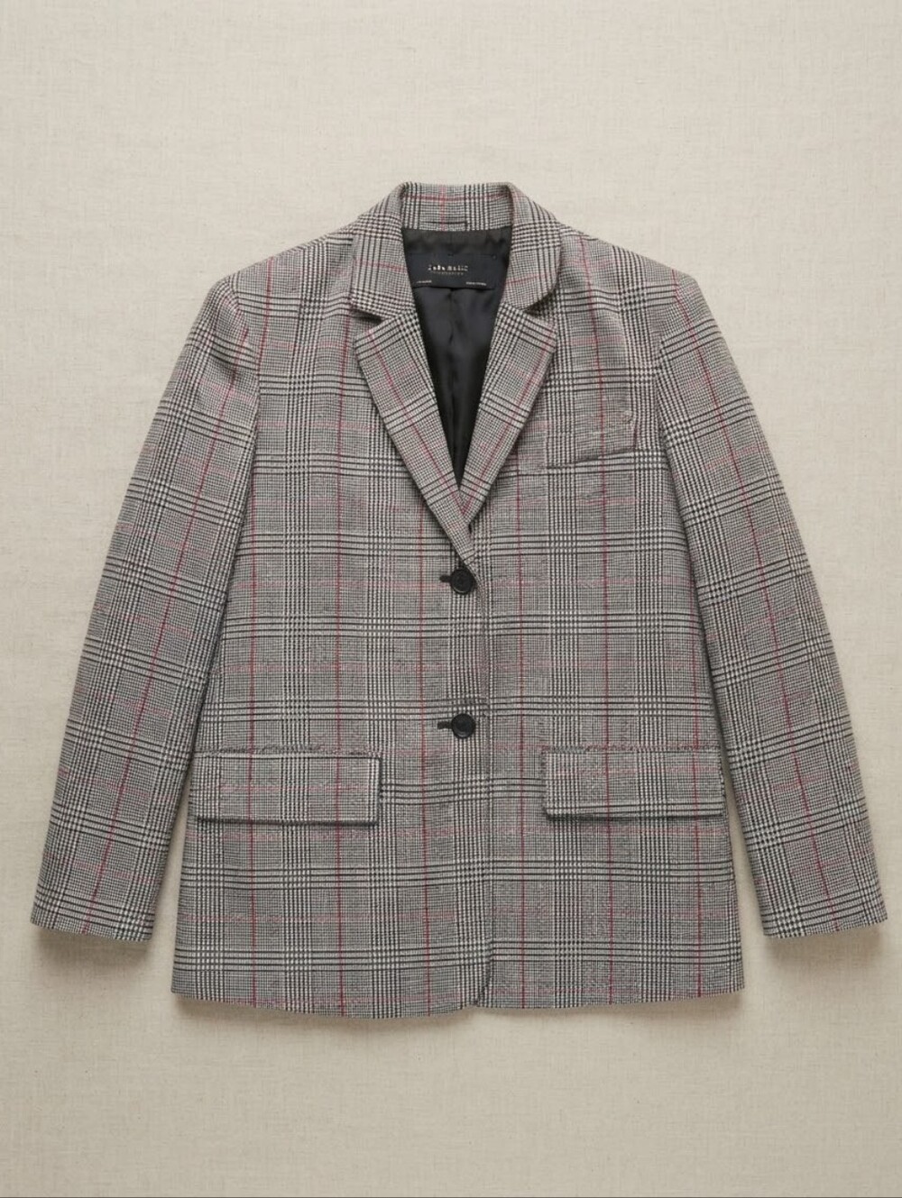 ZARA Oversized Plaid Blazer Gray Check Pockets S Dark Academia English Country